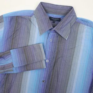 Ted Baker Mens Size 4 Ombre Striped Long Sleeve Button Shirt